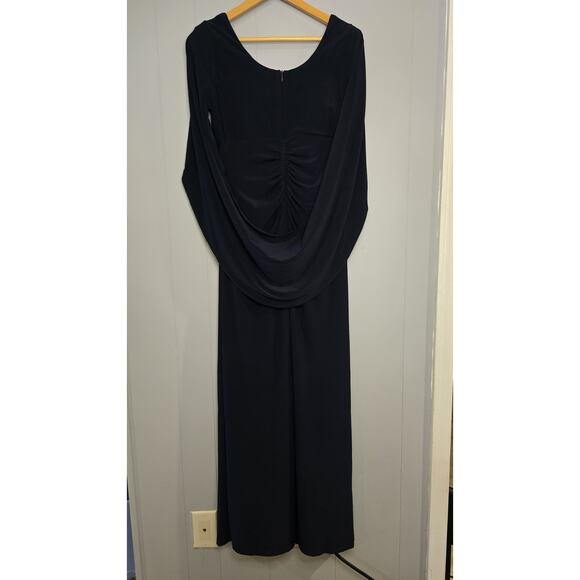 R&M Richards Womens Long Cocktail MOB Dress Cruise Navy Formal Rhinestone Sz 6 - Picture 7 of 13